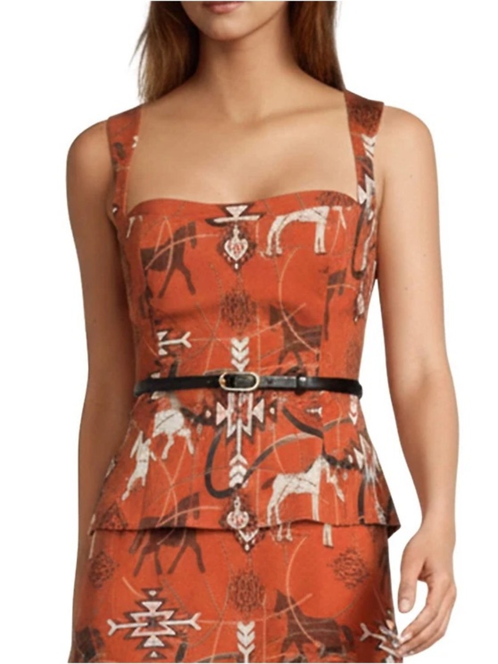 Antonio Melani Winona Peplum Top Womens Size 6 Western Equestrian Print